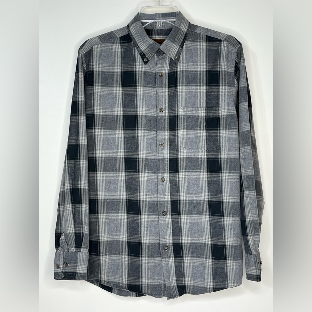 Clear Water Outfitters Gray Plaid Cotton‎ Long Sleeve Button Down Shirt Men's M
